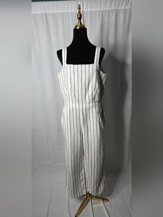 LOFT Pants - LOFT Ann Taylor Striped Apron Jumpsuit